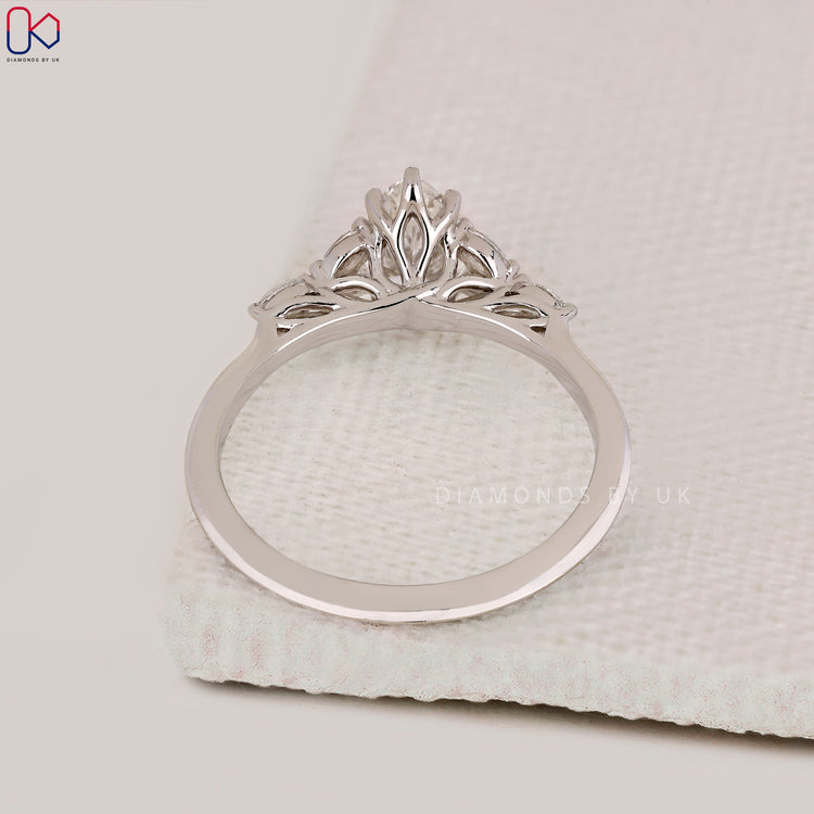 Marquise Cut Engagement Ring with Marquise Side Stones