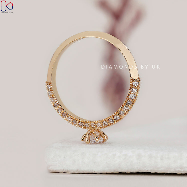 Knife edge shank ring with Diamondsbyuk handmade design.
