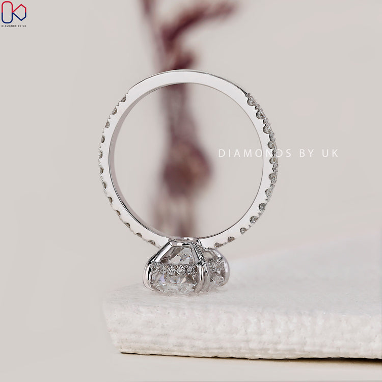 Lab Grown Diamond oval ring in a pave setting.
