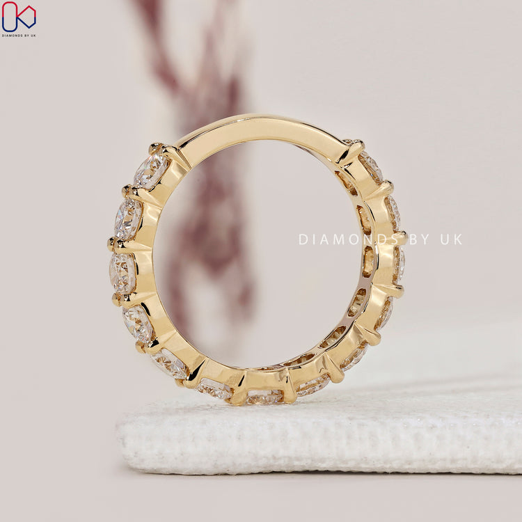 Handmade band with lab grown diamonds for ethical beauty.
