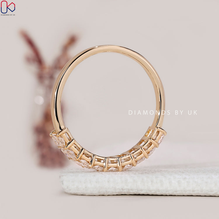 Buy diamond band online with radiant cut lab grown diamonds.
