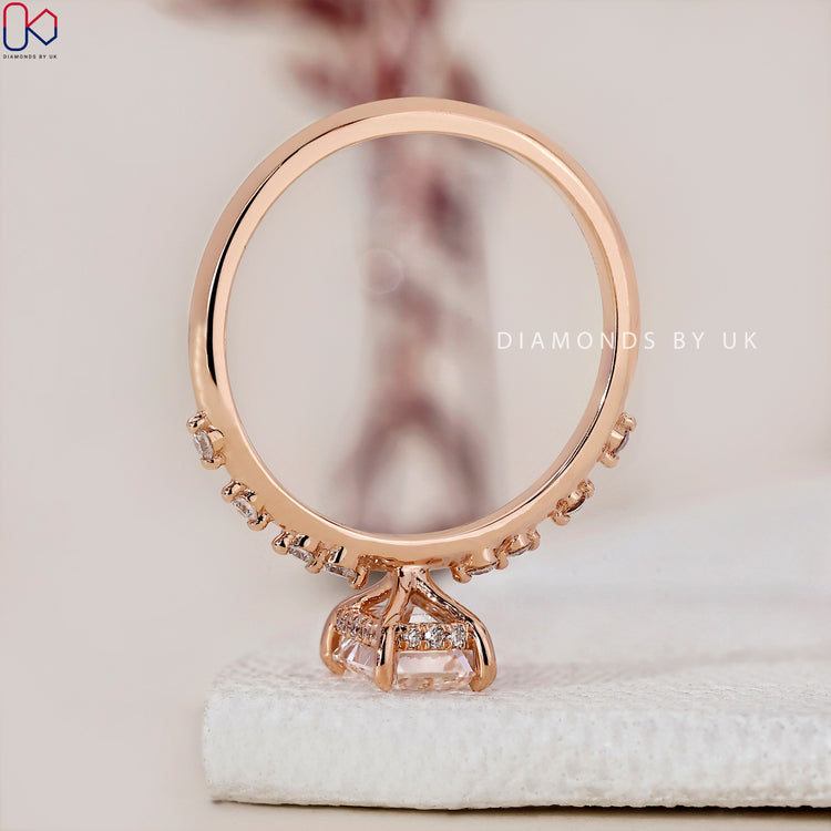 Lab grown diamond engagement ring with ethical appeal.
