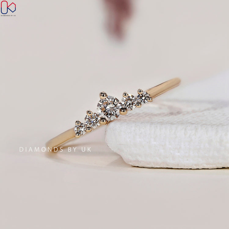 5 Stone Wedding Band - Round Diamonds