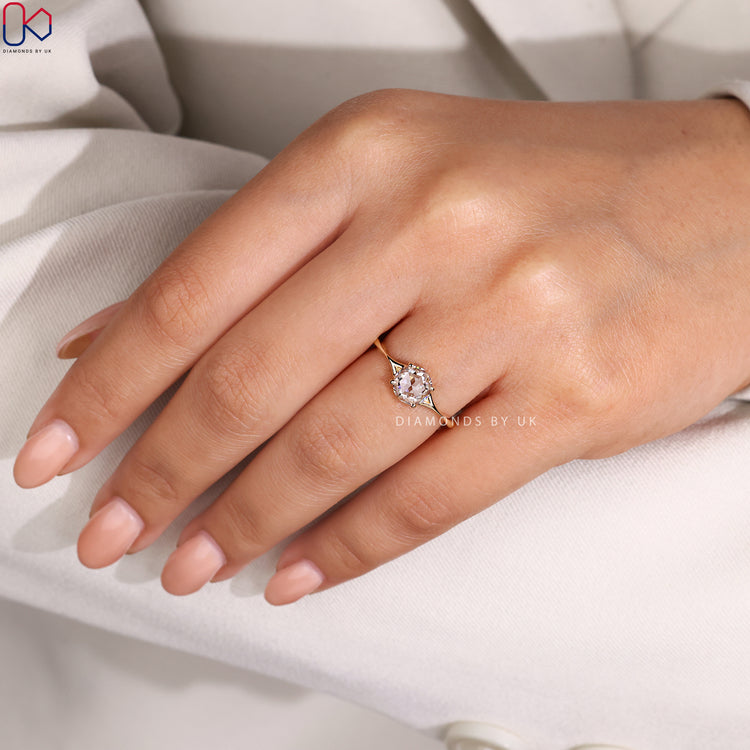 Rose cut diamond ring featuring a 4 prong setting for a secure and vintage look.