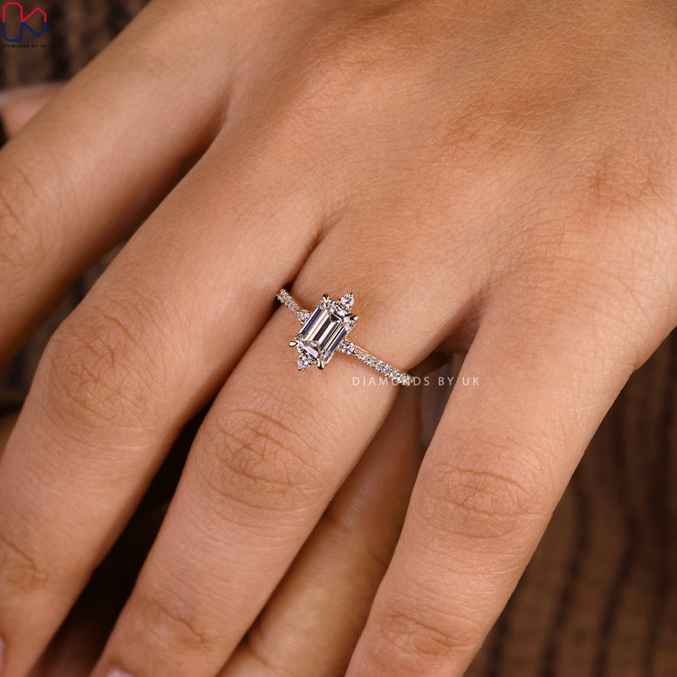 Diamond engagement ring and handmade ring.
