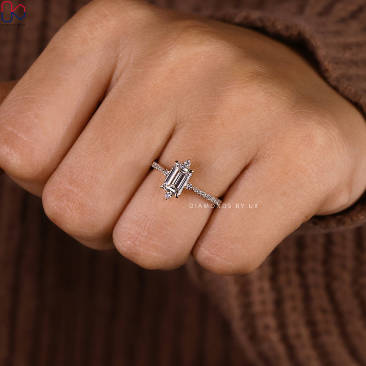 Yellow gold engagement ring with diamond engagement ring.
