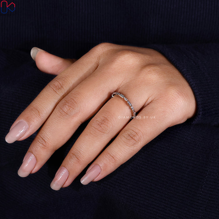 Customize wedding band with your choice of diamonds and metal.
