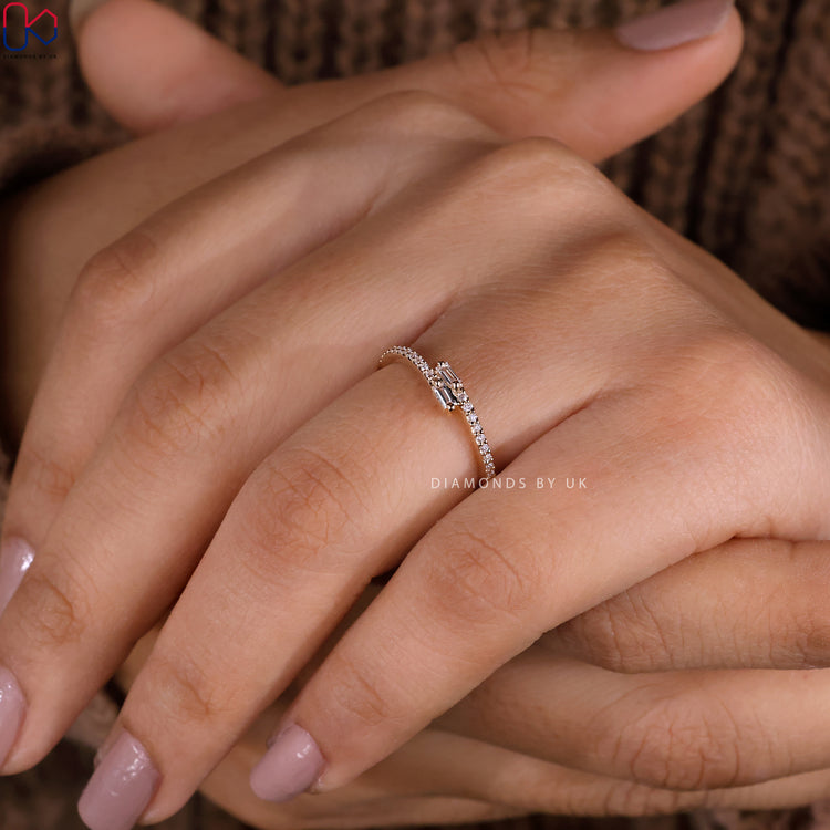 Baguette And Round Diamond Band in Bypass Setting
