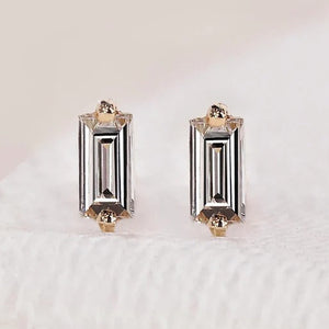 Solitaire Style Baguette Cut Diamond Earrings