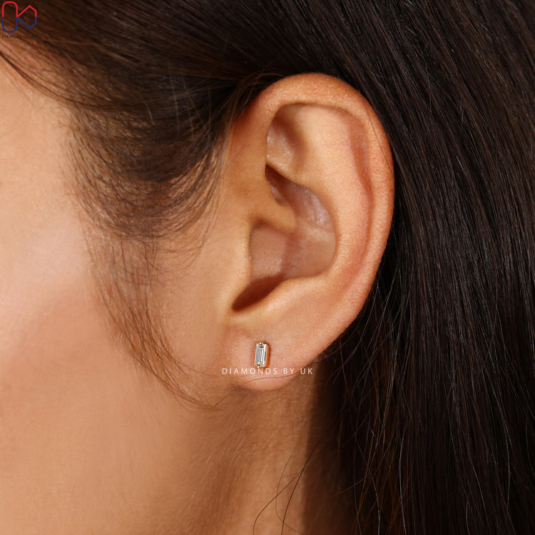 Handmade lab grown diamond stud earrings.
