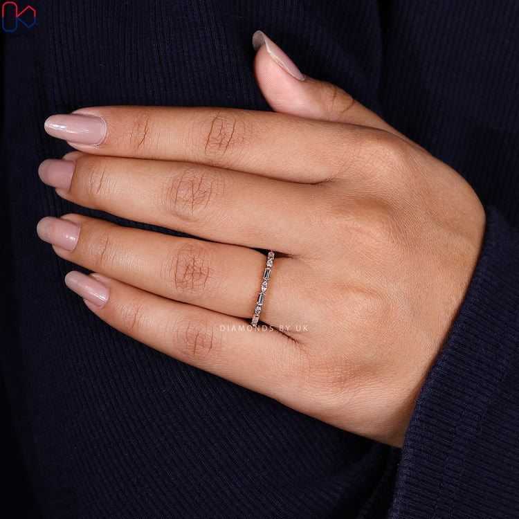 Handmade jewellery with stunning marquise and baguette diamond details.
