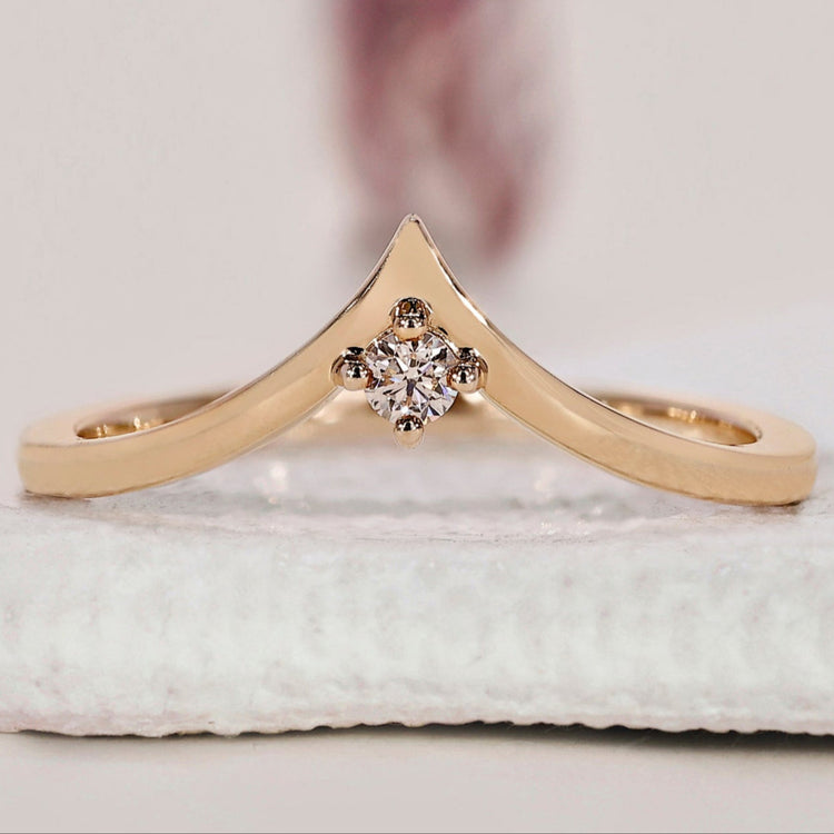 Chevron Wedding Band with a sleek, minimalist design for a timeless look
