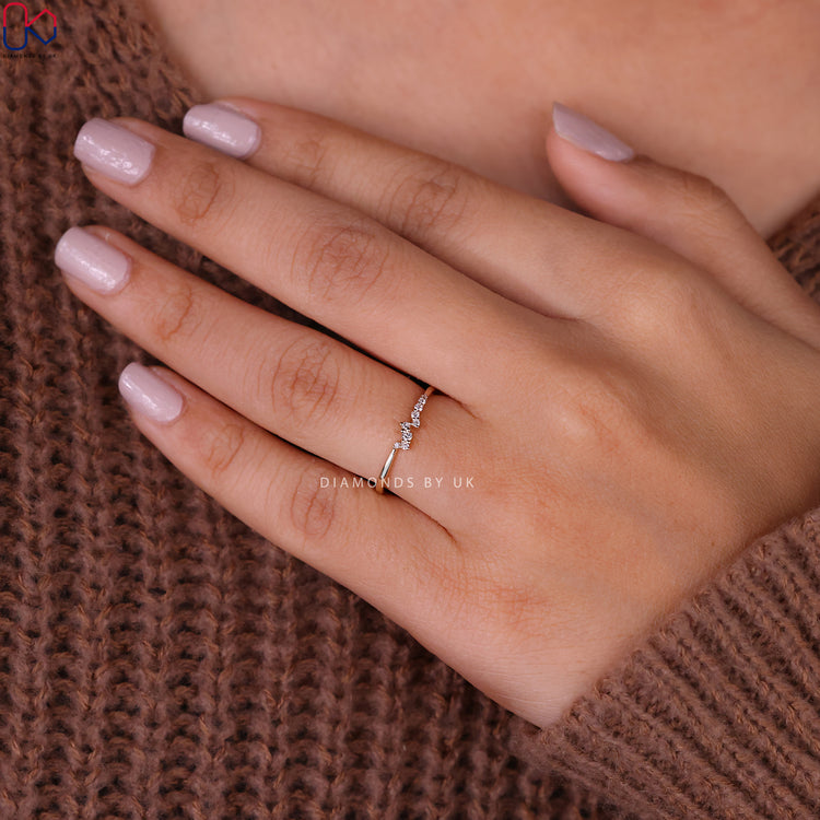 Unique wedding band with a distinctive design and ethical Lab Grown Diamond.