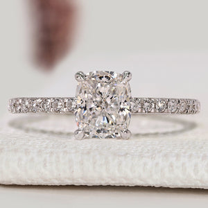 Cushion Cut Diamond Ring With Hidden Halo Style