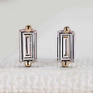 Solitaire Style Baguette Cut Diamond Earrings