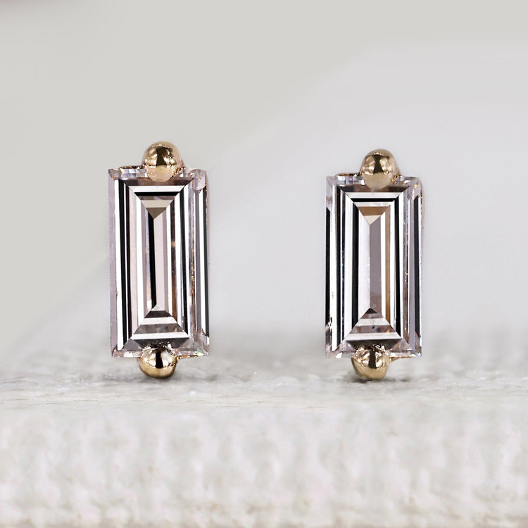 Solitaire Style Baguette Cut Diamond Earrings
