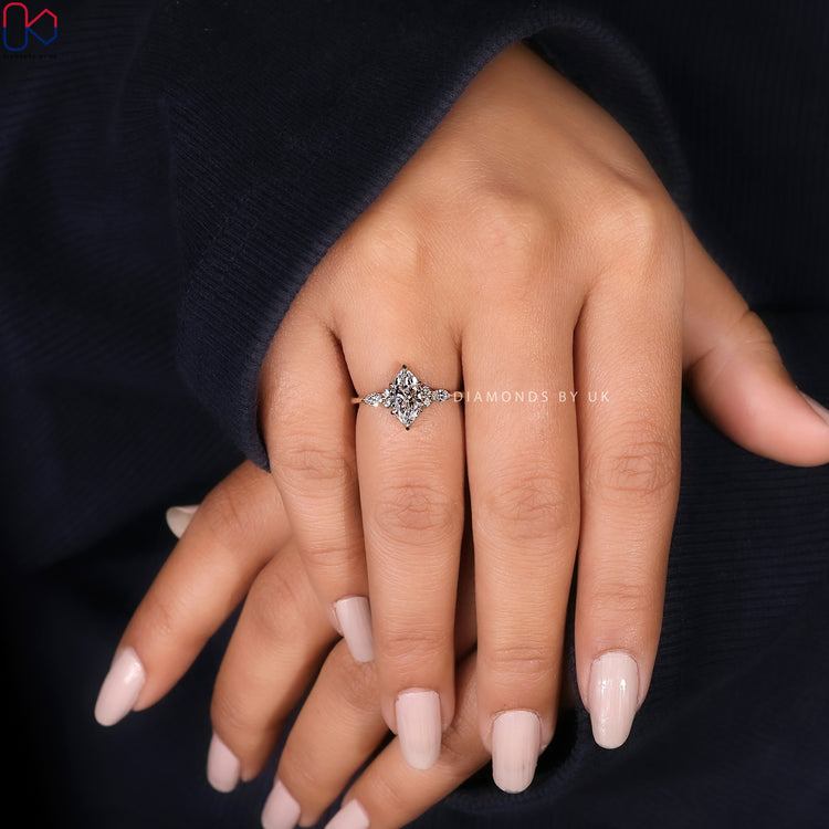 Handmade marquise cut diamond seven stone ring.