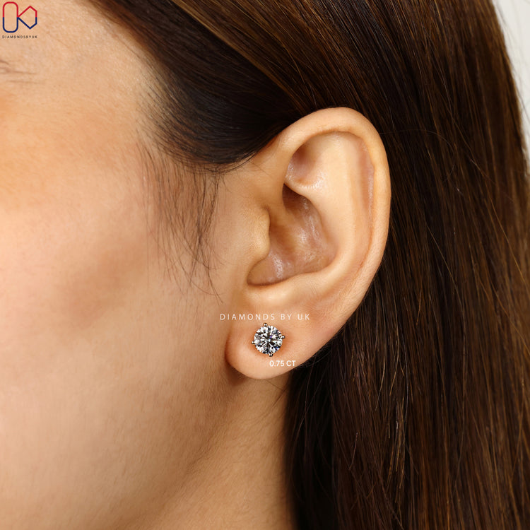 Lab grown diamond stud earrings with push back setting.  