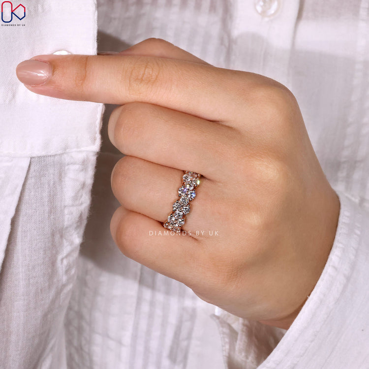 Lab grown diamond wedding band with eternity style.