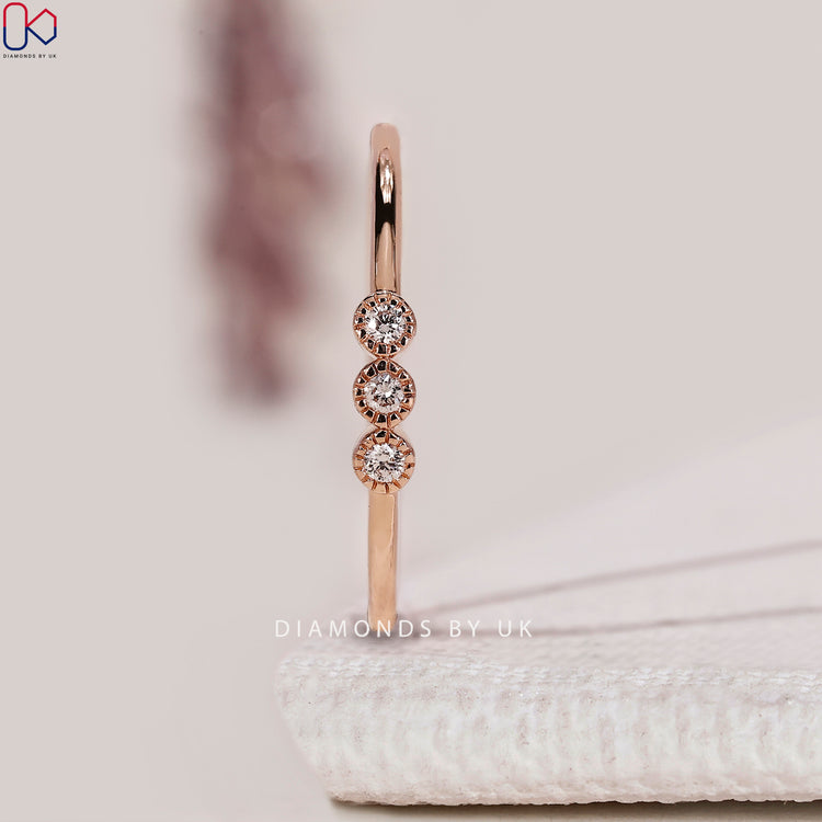 Lab grown round diamond wedding band handmade.
