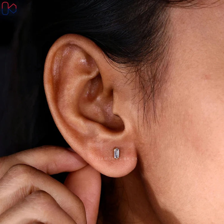 Handmade lab grown diamond stud earrings.