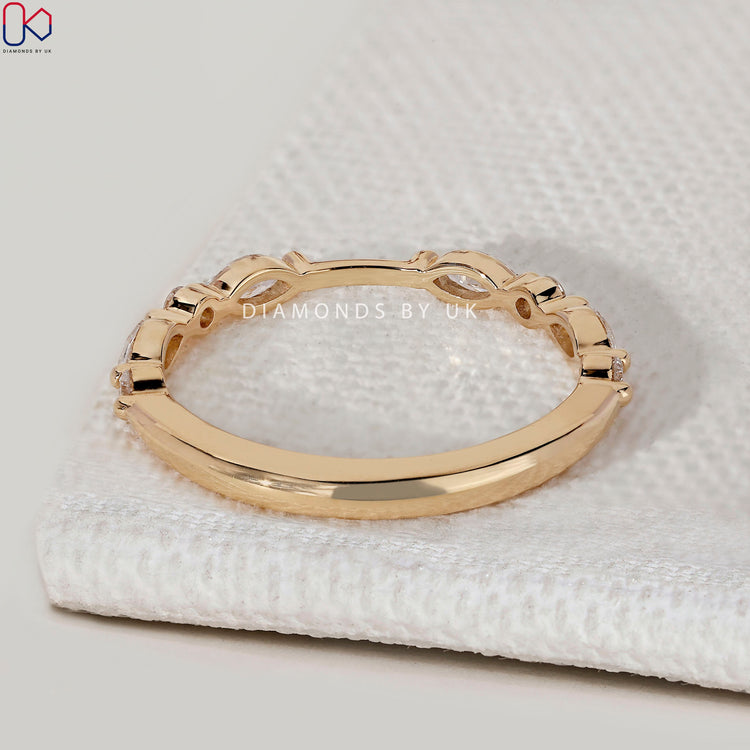 Handmade round and marquise diamond Band with pavé.