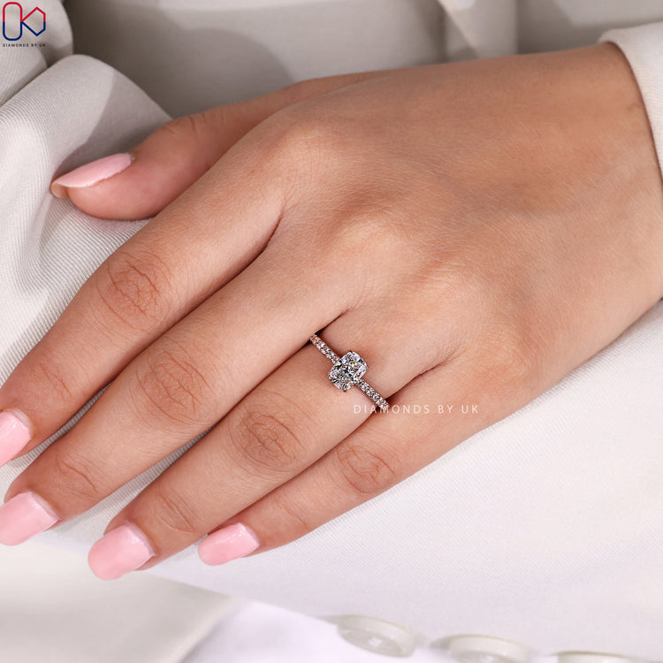 Handmade cushion cut ring by Diamondsbyuk.