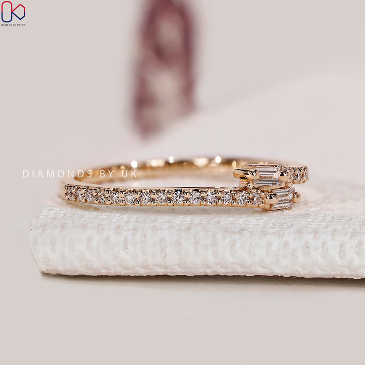 Baguette And Round Diamond Band in Bypass Setting