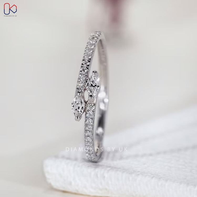Lab grown round and marquise diamond band handmade.