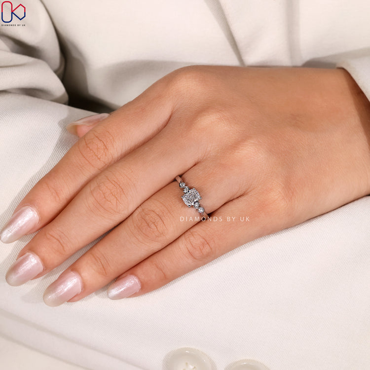Handmade cushion cut ring by Diamondsbyuk.