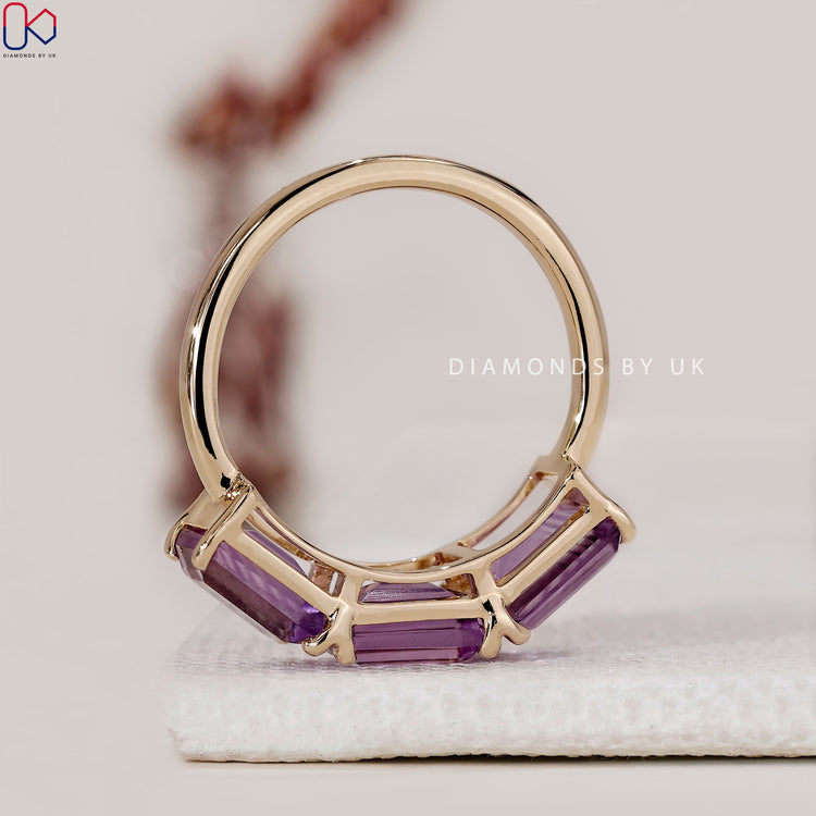 DiamondsbyUK yellow gold amethyst and diamond ring