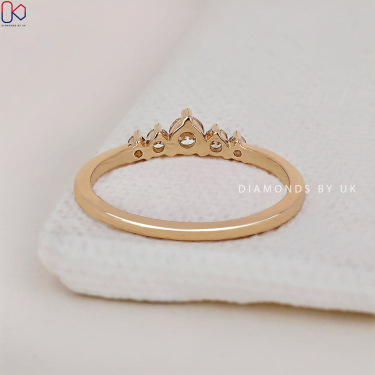 5 Stone Wedding Band - Round Diamonds