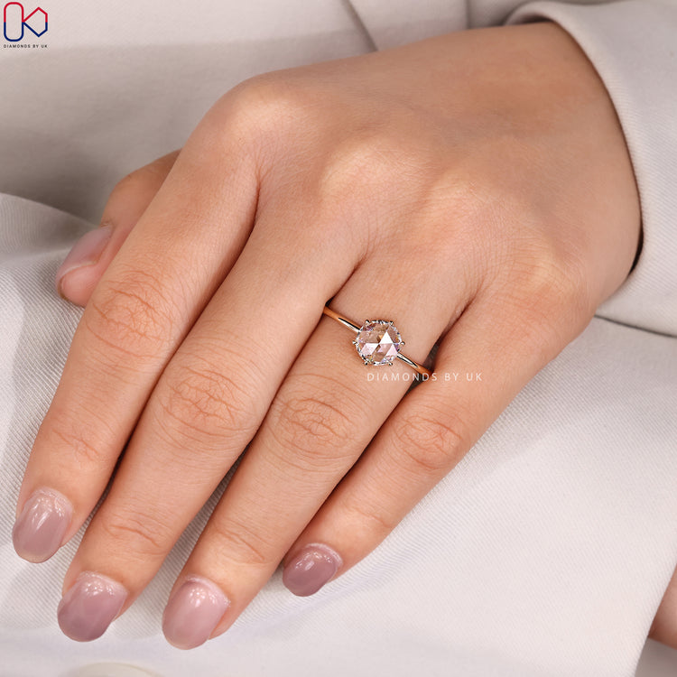 Handmade round rose cut ring by Diamondsbyuk.