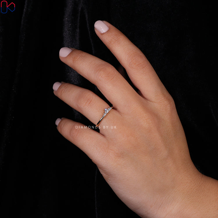 5 Stone Wedding Band - Round Diamonds