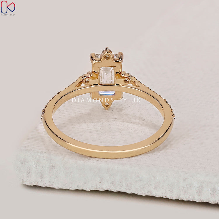 Tapered shank pave ring with Diamondsbyuk engagement ring.
