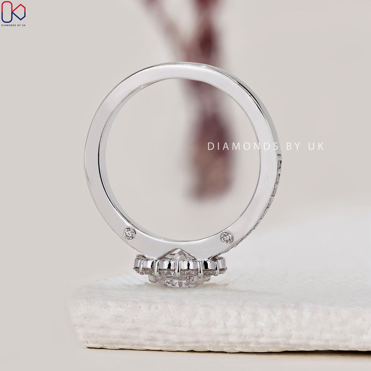 Halo Diamond Engagement Ring featuring a Lab Grown Diamond.
