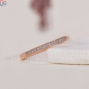 Rose Gold Diamond Wedding Band - Half Eternity