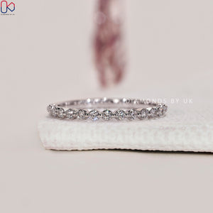 Round Diamond Wedding Band With Half Eternity