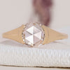 Rose Cut Diamond Ring featuring a round rose cut diamond.