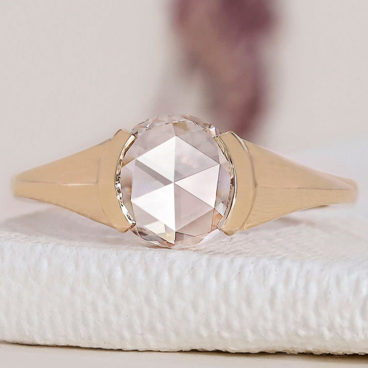 Half Bezel Rose Cut Diamond Ring