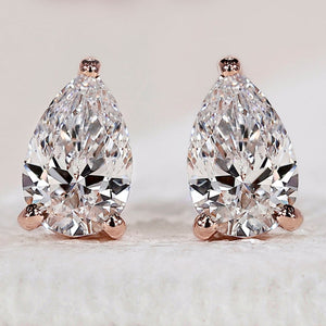 Pear Diamond Earrings - Rose Gold
