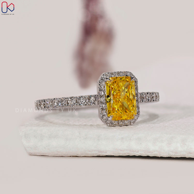 Pave setting diamond engagement ring in white gold.
