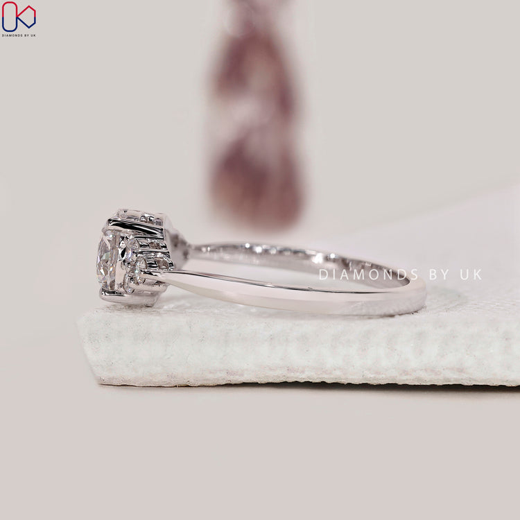 Handmade ring with round diamond engagement ring.
