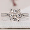 Cushion Cut Diamond Ring with a split shank ring design.