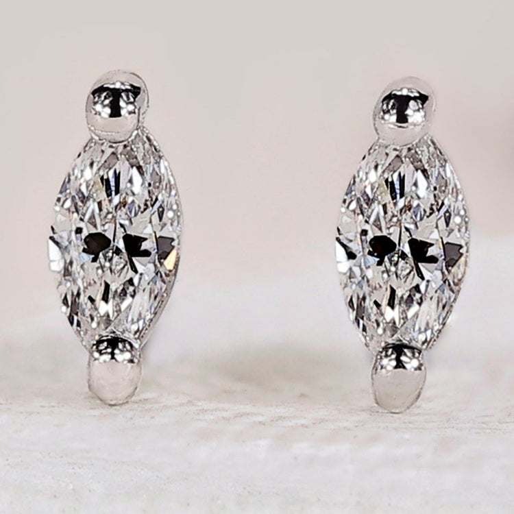 Marquise Diamond Earrings - White Gold