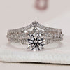 Pave engagement ring with wedding band featuring Lab Grown Diamond.
