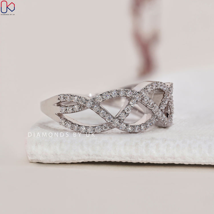 Customise wedding band featuring half eternity diamond band.

