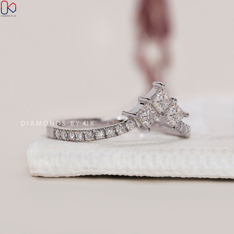 Customise wedding band with Lab Grown Diamond and unique shape.