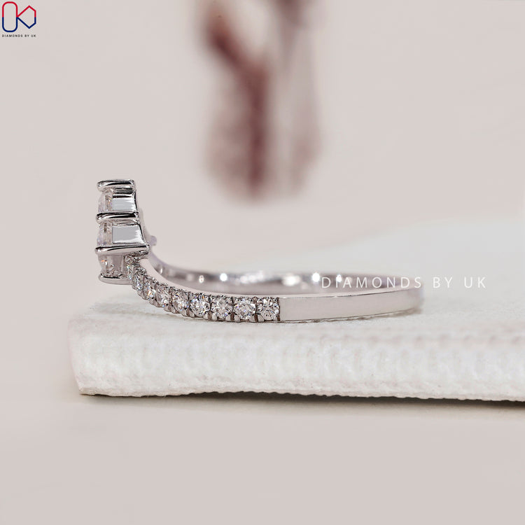 Diamondsbyuk wedding band with prong set wedding band and custom look.