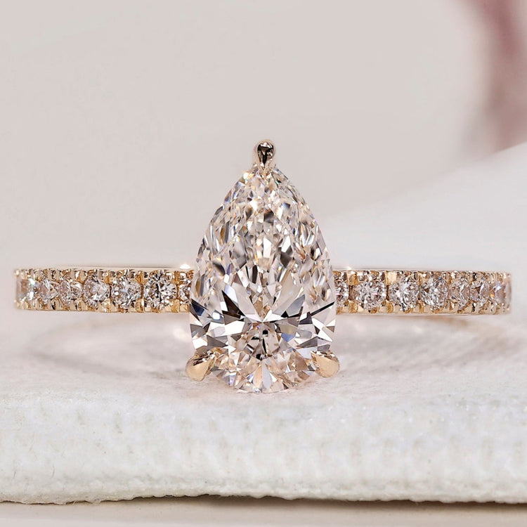 Hidden Halo Pear Cut Engagement Ring